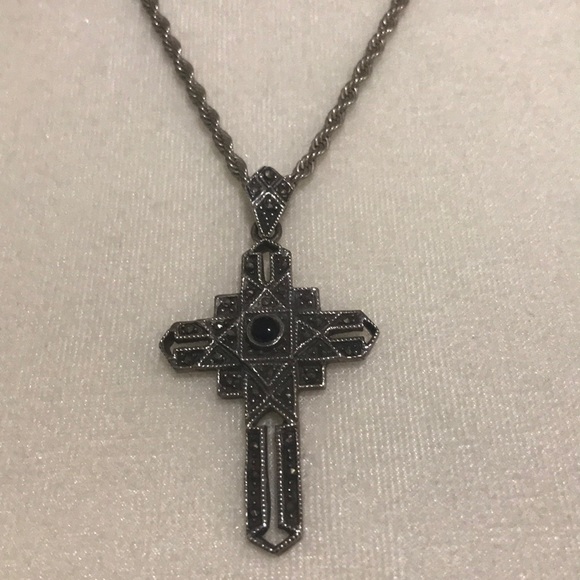Mexican Made Cross Detailing Silver and Marcasite - Picture 8 of 8